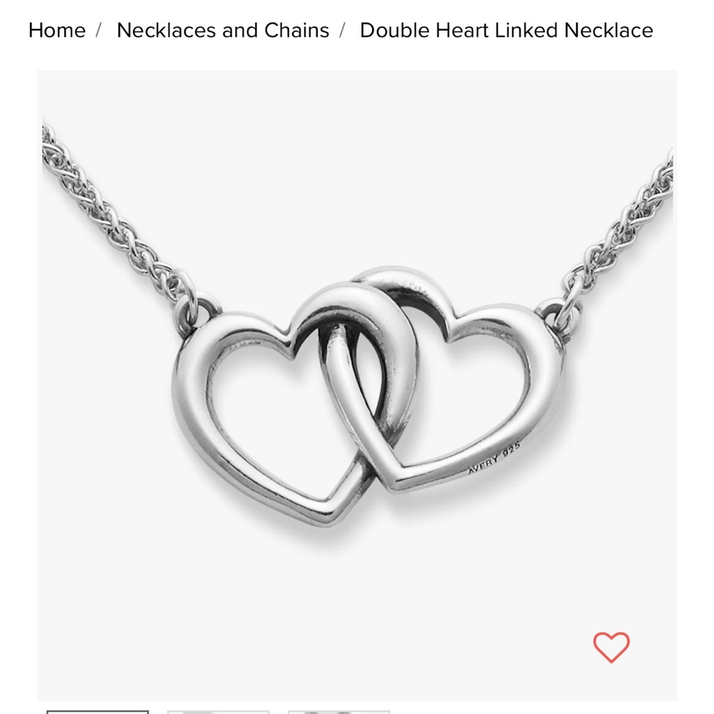 James Avery double heart necklace. In perfect condition. Professionally cleaned.